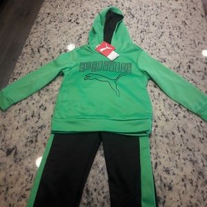 Puma Boy's Black and Green Tracksuit